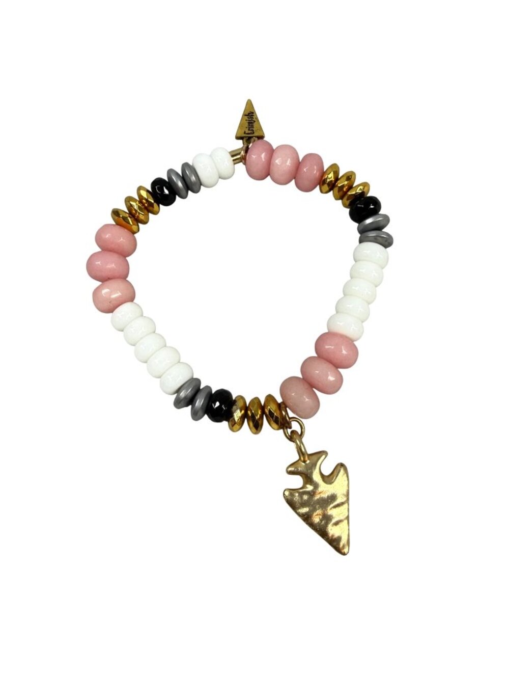 Colorful Beaded Stretch Bracelet Gold Tone Arrowhead Charm By Erimish